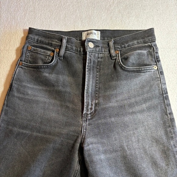 Agolde Ren Jeans Wide Leg Black Wash Denim High Rise Women's Size 27 - Picture 2 of 11